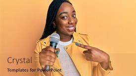  Presentation with african woman - Amazing presentation having young-african-american-woman-singing backdrop and a gold colored foreground