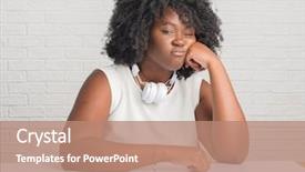  Presentation with african american couples on the mountains - Beautiful slide deck featuring young african american woman sitting backdrop and a coral colored foreground