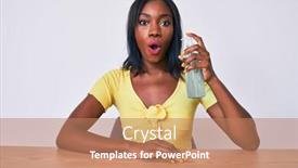  Presentation with hand sanitizer - Beautiful PPT layouts featuring young-african-american-woman-sitting backdrop and a coral colored foreground