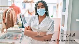  Presentation with african woman - Slide deck having young-african-american-woman-smiling background and a coral colored foreground