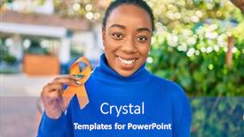  Presentation with african woman - Theme having young-african-american-woman-smiling background and a cobalt blue colored foreground