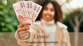  Presentation with taiwan - Presentation design with young-african-american-woman-smiling background and a coral colored foreground