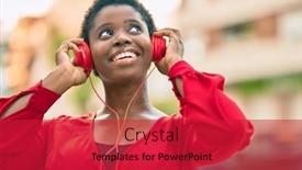 Presentation with african music - PPT theme enhanced with young-african-american-woman-smiling background and a red colored foreground