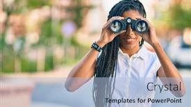  Presentation with new opportunity - PPT layouts having young-african-american-woman-smiling background and a light blue colored foreground