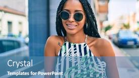  Presentation with ophthalmology african american models - Colorful presentation theme enhanced with young-african-american-woman-smiling backdrop and a teal colored foreground