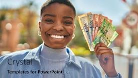  Presentation with south africa - Slides having young-african-american-woman-smiling background and a seafoam green colored foreground