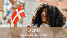  Presentation with american flag - PPT theme featuring young-african-american-woman-smiling background and a coral colored foreground
