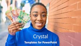  Presentation with young business woman smile show - Presentation theme featuring young-african-american-woman-smiling background and a cobalt blue colored foreground