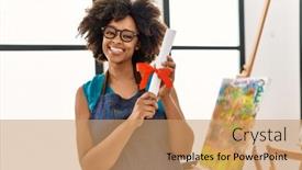  Presentation with diploma - Slide set featuring young-african-american-woman-smiling background and a coral colored foreground