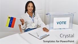  Presentation with venezuela - Slide deck having young-african-american-woman-smiling background and a light gray colored foreground