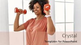  Presentation with woman sport - Theme enhanced with young-african-american-woman-smiling background and a coral colored foreground