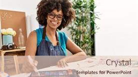  Presentation with class - Slide deck featuring young-african-american-woman-smiling background and a  colored foreground