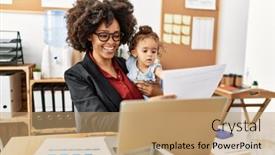  Presentation with african american baby - Presentation theme consisting of young-african-american-woman-smiling background and a coral colored foreground