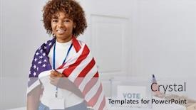  Presentation with united states flag - Presentation consisting of young-african-american-woman-smiling background and a  colored foreground