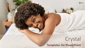  Presentation with african beauty - PPT layouts consisting of young-african-american-woman-smiling background and a lemonade colored foreground