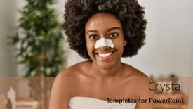  Presentation with aid - PPT layouts consisting of young-african-american-woman-smiling background and a coral colored foreground