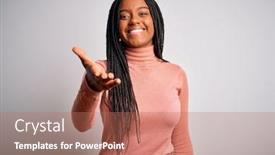 Presentation with african american business - Presentation theme consisting of young-african-american-woman-standing background and a coral colored foreground