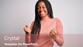  Presentation with cool - Presentation theme having young-african-american-woman-standing background and a coral colored foreground