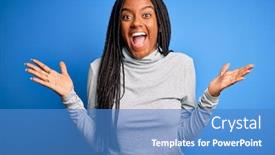  Presentation with african america - PPT layouts with young-african-american-woman-standing background and a teal colored foreground