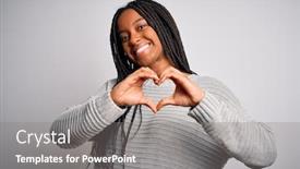 Presentation with american heart - Slide set with young-african-american-woman-standing background and a gray colored foreground