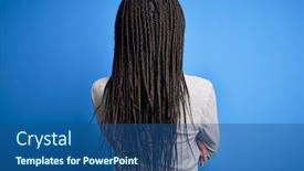  Presentation with african woman - PPT theme having young-african-american-woman-standing background and a ocean colored foreground
