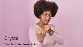  Presentation with fight - Slides consisting of young-african-american-woman-standing background and a soft green colored foreground