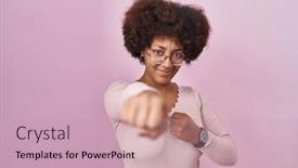  Presentation with violence - Presentation theme with young-african-american-woman-standing background and a soft green colored foreground