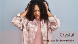  Presentation with migraine - Presentation theme enhanced with young-african-american-woman-standing background and a coral colored foreground