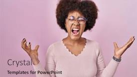  Presentation with yelling - Presentation theme with young-african-american-woman-standing background and a soft green colored foreground