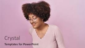  Presentation with backache - Slide set with young-african-american-woman-standing background and a  colored foreground