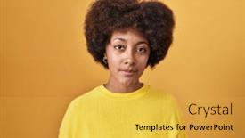  Presentation with simple - Slides with young-african-american-woman-standing background and a yellow colored foreground