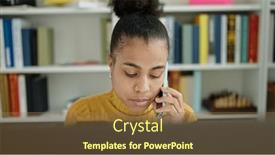  Presentation with student - PPT theme having young-african-american-woman-student background and a coral colored foreground