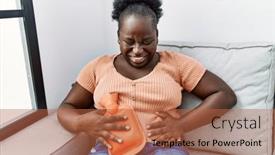  Presentation with pain - PPT theme with young-african-american-woman-suffering background and a  colored foreground