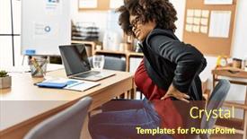  Presentation with backache - Slide set enhanced with young-african-american-woman-suffering background and a tawny brown colored foreground