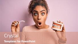  Presentation with african american dental - Colorful slide deck enhanced with young-african-american-woman-surprised backdrop and a coral colored foreground