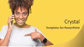  Presentation with african american wedding - PPT layouts enhanced with young african american woman talking background and a yellow colored foreground