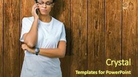  Presentation with thinking - Colorful presentation theme enhanced with young african american woman talking backdrop and a  colored foreground