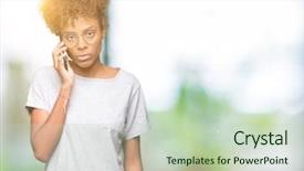  Presentation with african american culture - Cool new presentation design with young african american woman talking backdrop and a  colored foreground