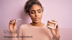  Presentation with african american dental - Slide set with young-african-american-woman-thinking background and a coral colored foreground