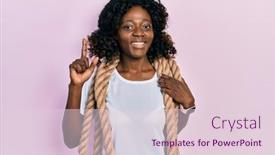  Presentation with african american woman question - Slides featuring young-african-american-woman-training background and a  colored foreground