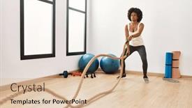  Presentation with battle - PPT theme enhanced with young-african-american-woman-training background and a lemonade colored foreground