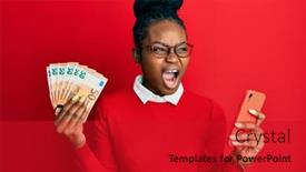  Presentation with anger - Colorful PPT theme enhanced with young-african-american-woman-using backdrop and a crimson colored foreground