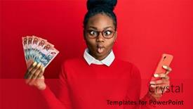  Presentation with australian dollar - Audience pleasing slides consisting of young-african-american-woman-using backdrop and a crimson colored foreground