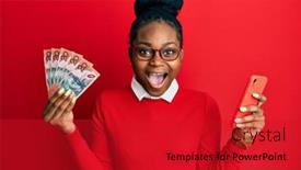  Presentation with australian dollar - Slide deck featuring young-african-american-woman-using background and a crimson colored foreground