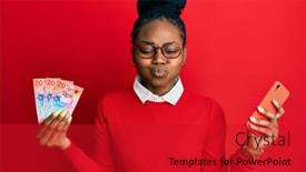  Presentation with populations african american - PPT layouts consisting of young-african-american-woman-using background and a crimson colored foreground