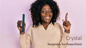  Presentation with african american woman question - Theme enhanced with young-african-american-woman-using background and a lemonade colored foreground