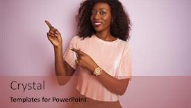  Presentation with fingers - Slide set enhanced with young-african-american-woman-wearing background and a red colored foreground