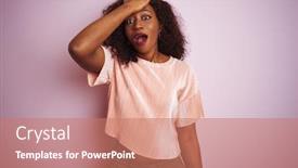  Presentation with african american seniors - Presentation theme consisting of young african american woman wearing t-shirt standing over isolated pink background surprised with hand on head for mistake remember error forgot bad memory concept background and a coral colored foreground