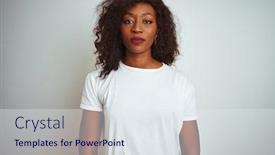  Presentation with natural - Theme having young african american woman wearing t-shirt standing over isolated white background relaxed with serious expression on face simple and natural looking at the camera background and a sky blue colored foreground