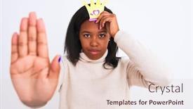  Presentation with pretend - Presentation theme having young-african-american-woman-wearing background and a lemonade colored foreground